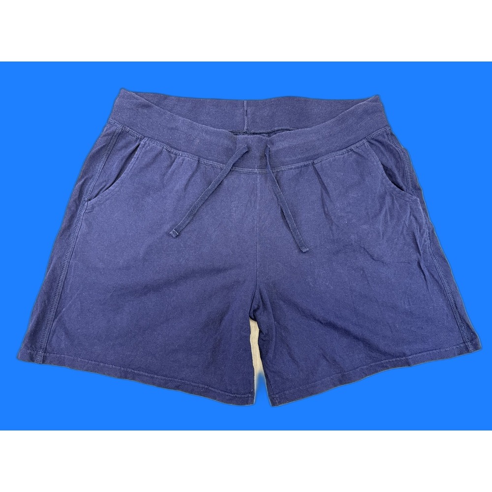 Hanes Q9264 Shorts XL XL/XG Navy 100% Cotton Relaxed Fit Drawstring Waist Gray